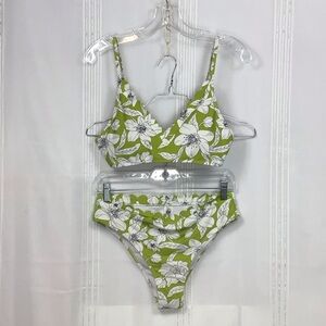 🏝️ Cupshe Scalloped Tropical Floral Bikini Set Sz. Medium